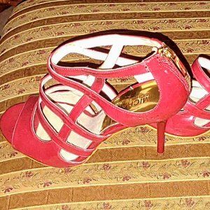 Michael Kors Red Patent Leather Zipper Back High Heels - Size 6